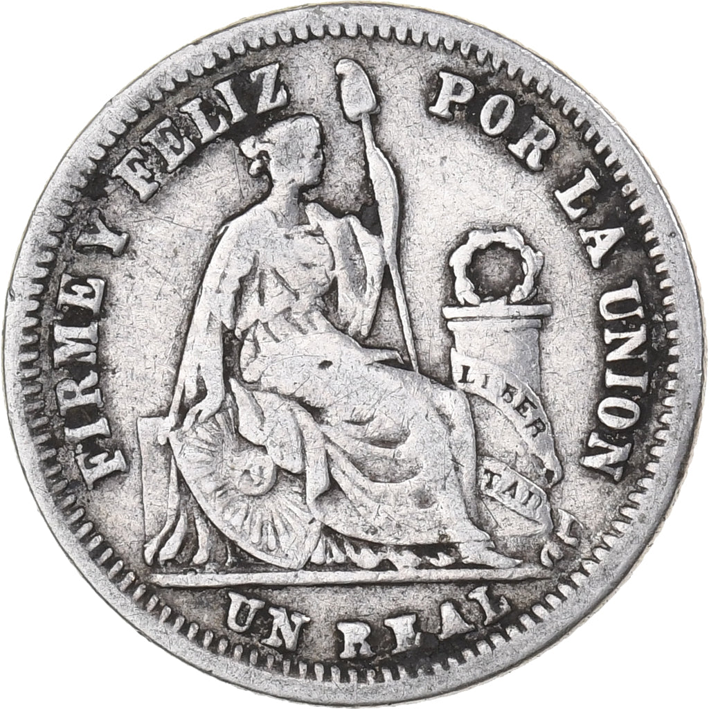 Perù, SOUTH PERU, Real, 1861, Lima, Argento, BB, KM:181