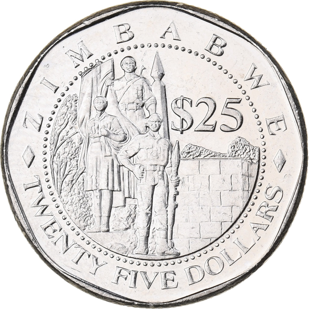 Zimbabwe, 25 Dollars, 2003, Harare, Nickel platerowany stalą, MS(63), KM:15