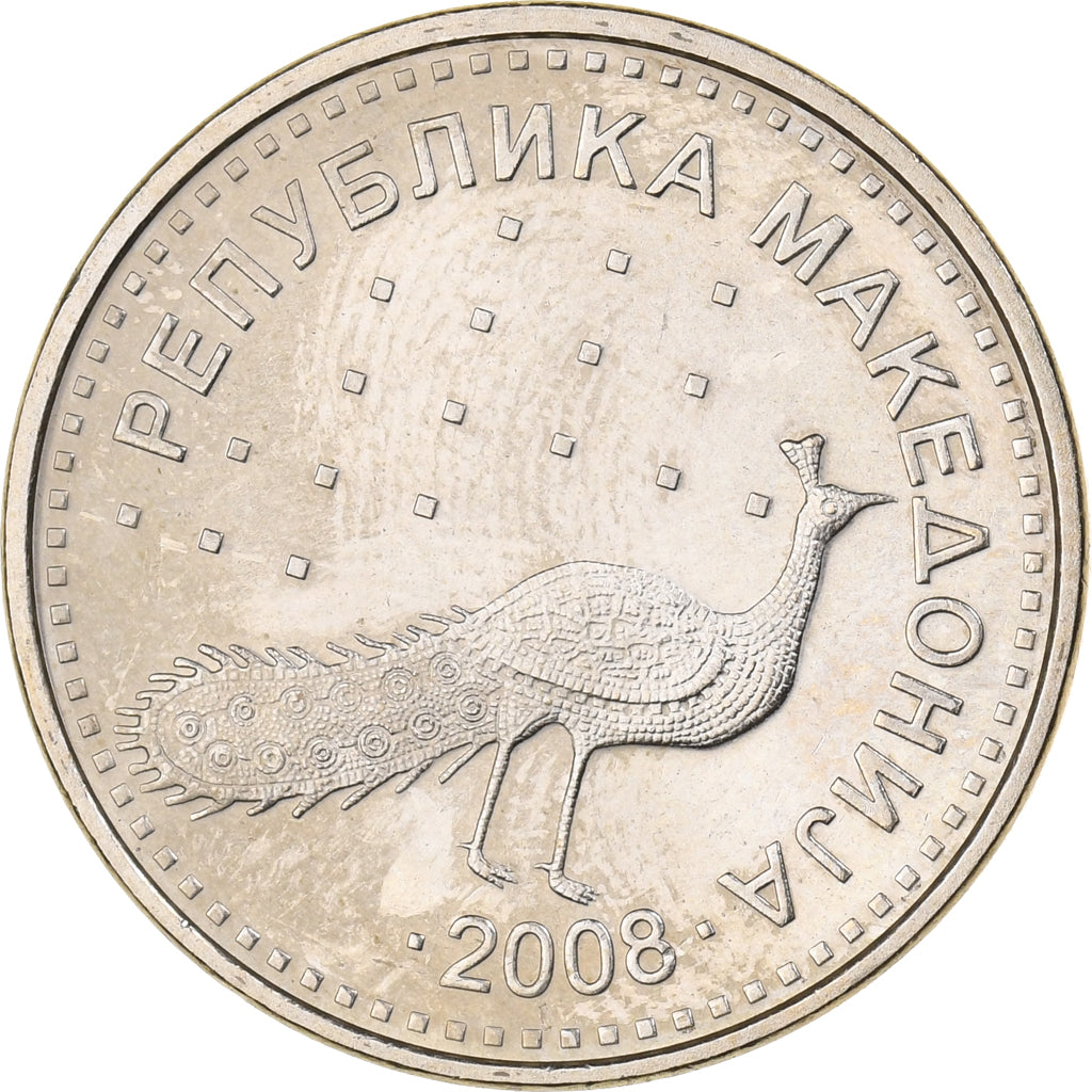 Macedónia, 10 Denari, 2008, Cobre-Níquel-Zinco, MS(63), KM:31