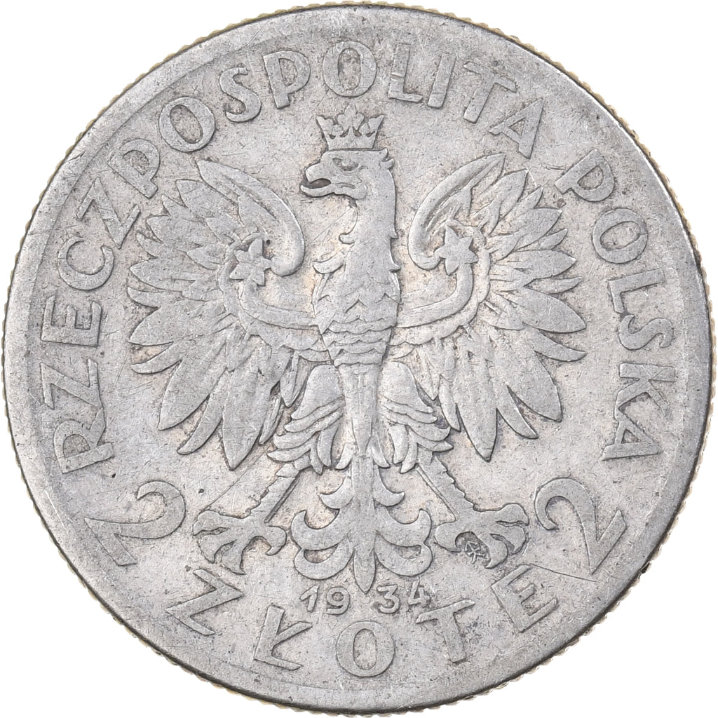 Poland, 2 Zlote, 1934, Warsaw, Silver, EF(40-45), KM:20