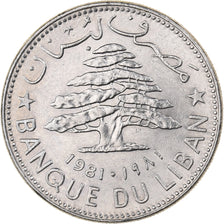 Lebanon, 1 Livre, 1981, Nickel, AU(55-58), KM:30