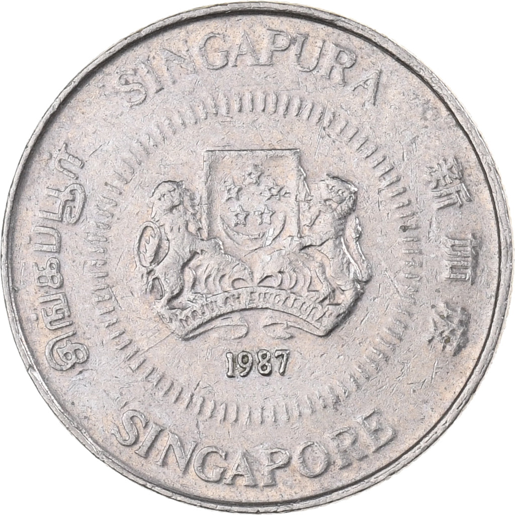 Singapura, 10 Cents, 1987, British Royal Mint, Cobre-níquel, AU(55-58), KM:51