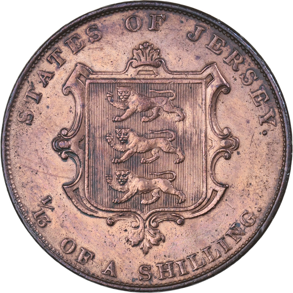 Jersey, Victoria, 1/13 Shilling, 1861, Copper, AU(50-53), KM:3