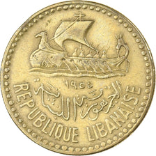 Lebanon, 10 Piastres, 1955, Aluminum-Bronze, EF(40-45), KM:22