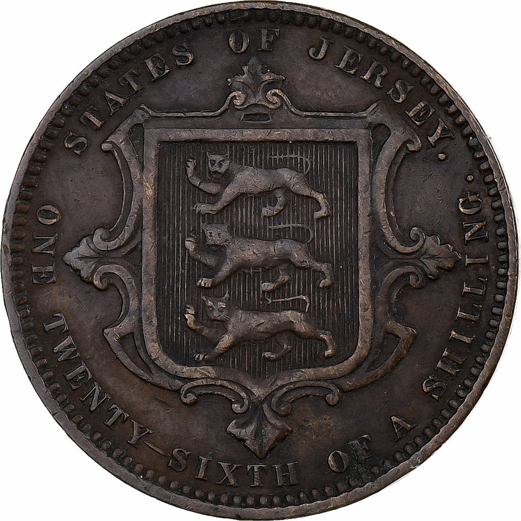 Jersey, Victoria, 1/26 Shilling, 1870, Bronze, EF(40-45), KM:4