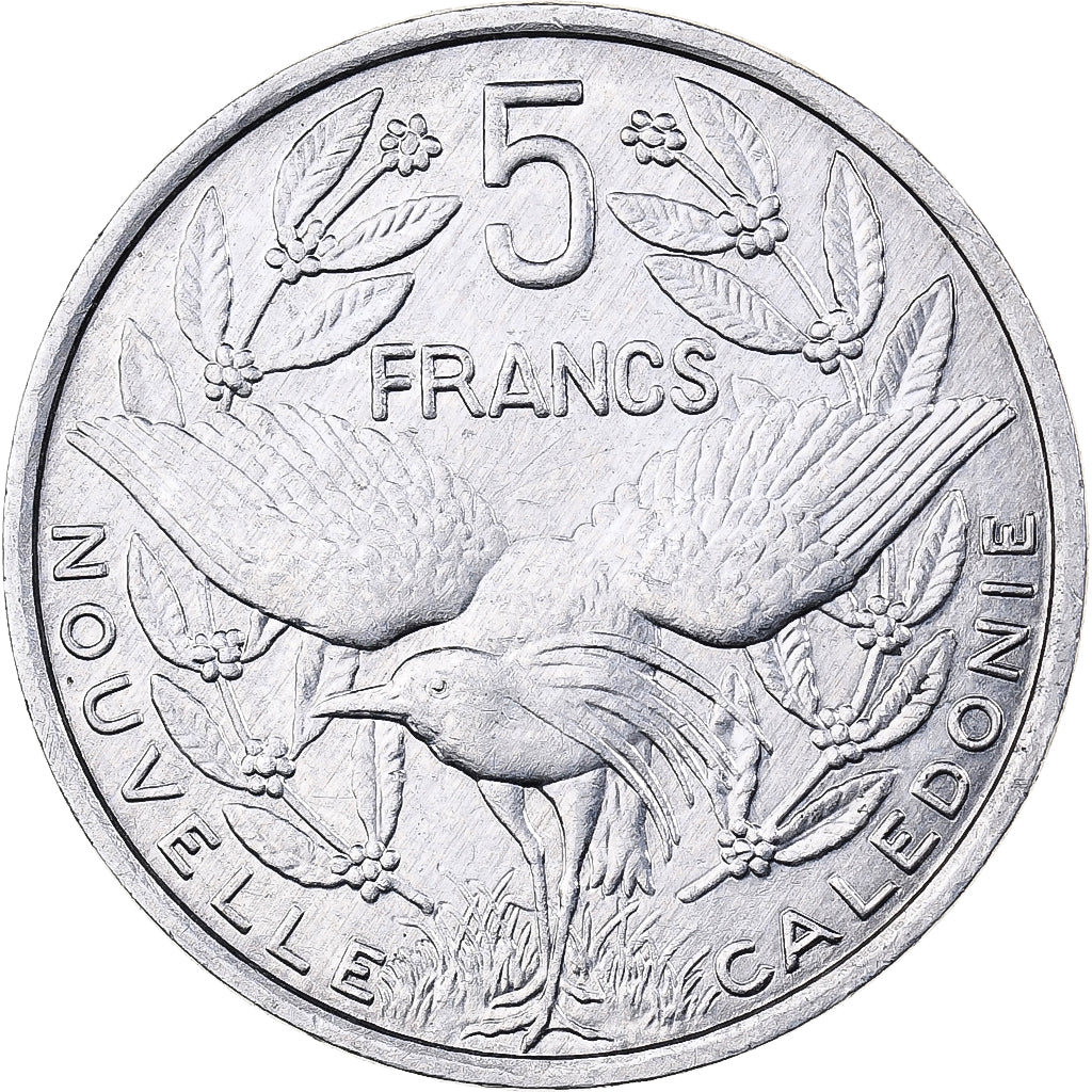 Nova Caledónia, 5 Francs, 1994, Paris, Alumínio, AU(55-58), KM:16