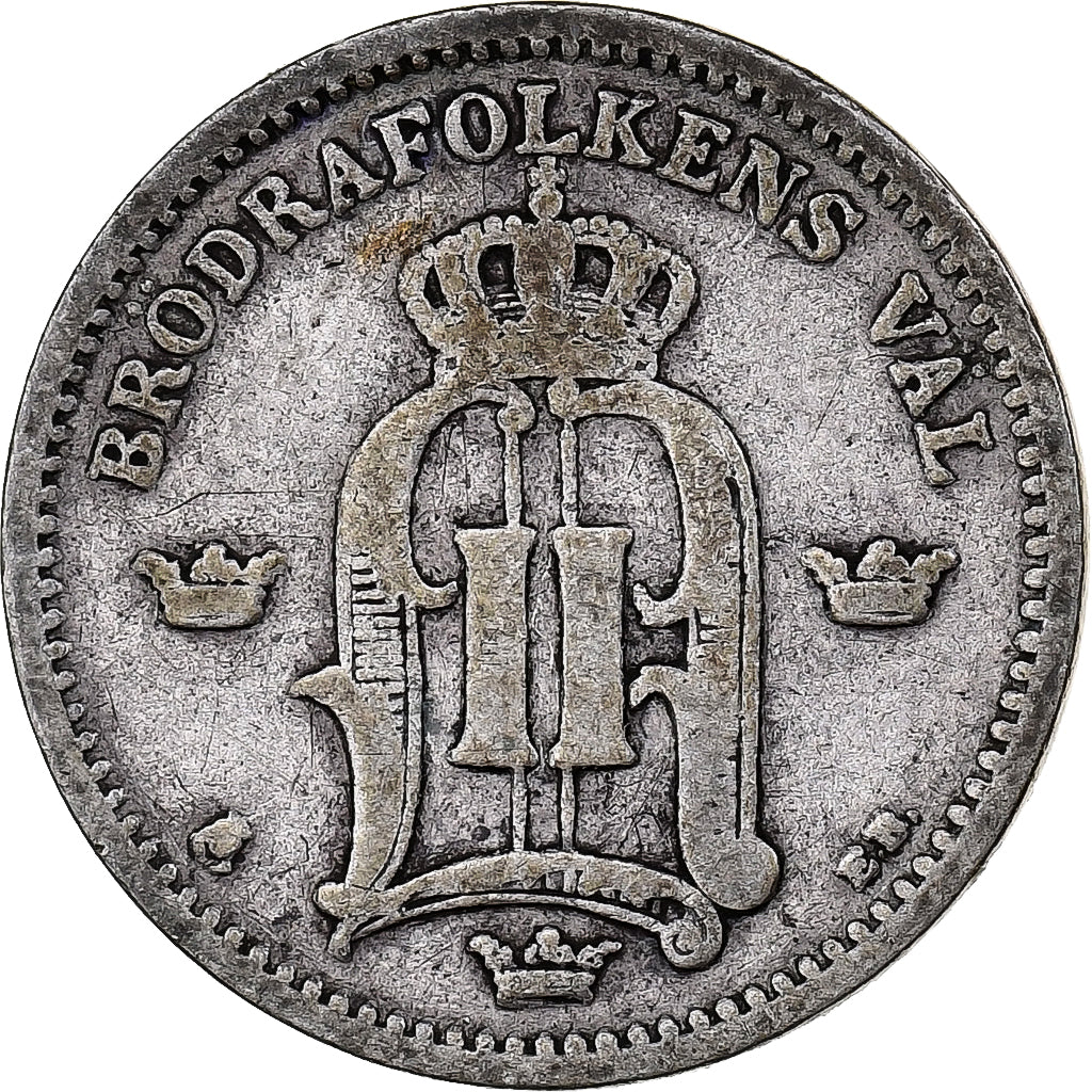 Suécia, Oscar II, 25 Öre, 1896, Prata, EF(40-45), KM:739