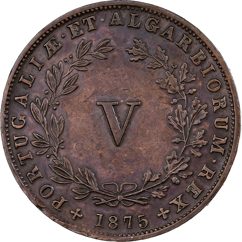 Portugal, Luiz I, 5 Reis, 1875, Copper, AU(50-53), KM:513