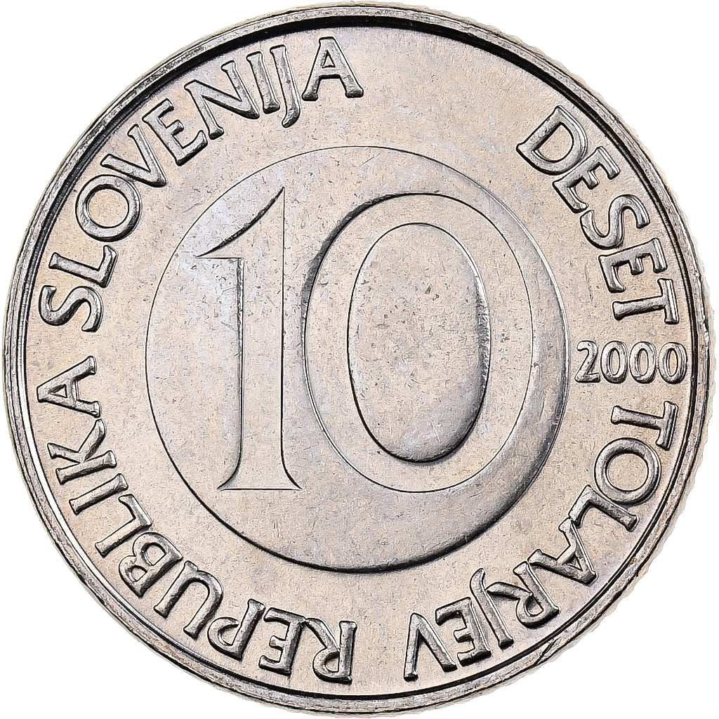 Slovenia, 10 Tolarjev, 2000, Copper-nickel, MS(65-70), KM:41