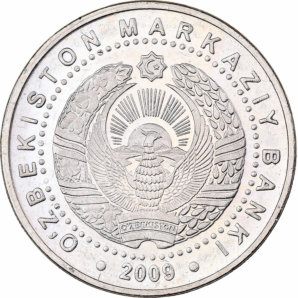 Uzbekistan, 100 Som, 2009, Acciaio placcato nichel, SPL, KM:31