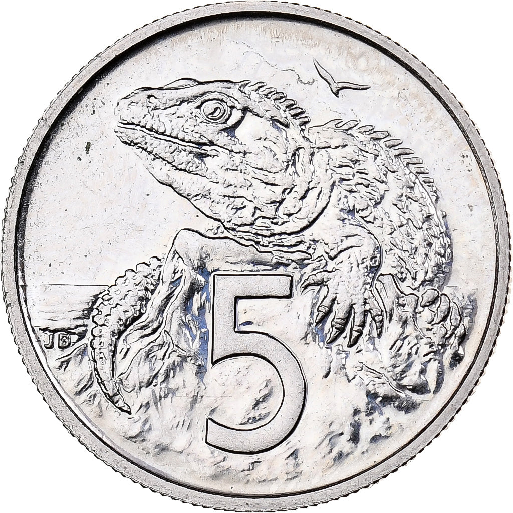 Nowa Zelandia, Elizabeth II, 5 Cents, 1968, Miedź-Nikiel, MS(63), KM:34.1