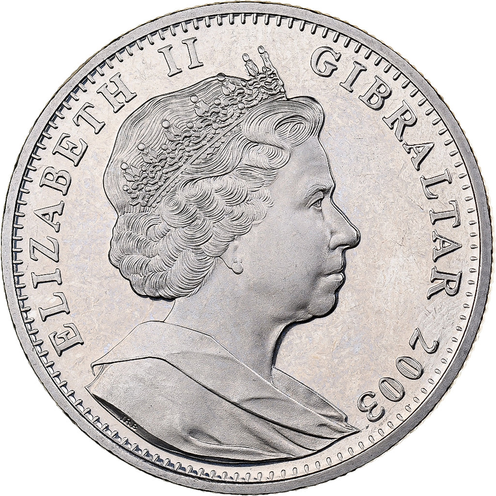 Gibraltar, Elizabeth II, Crown, 2003, Copper-nickel, MS(63), KM:1052