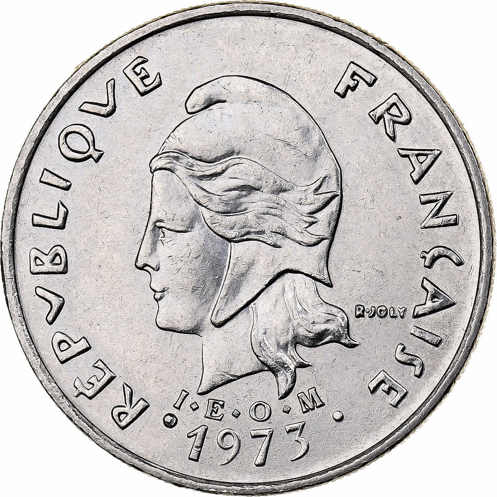 French Polynesia, 20 Francs, 1973, Paris, Nickel, AU(55-58), KM:9