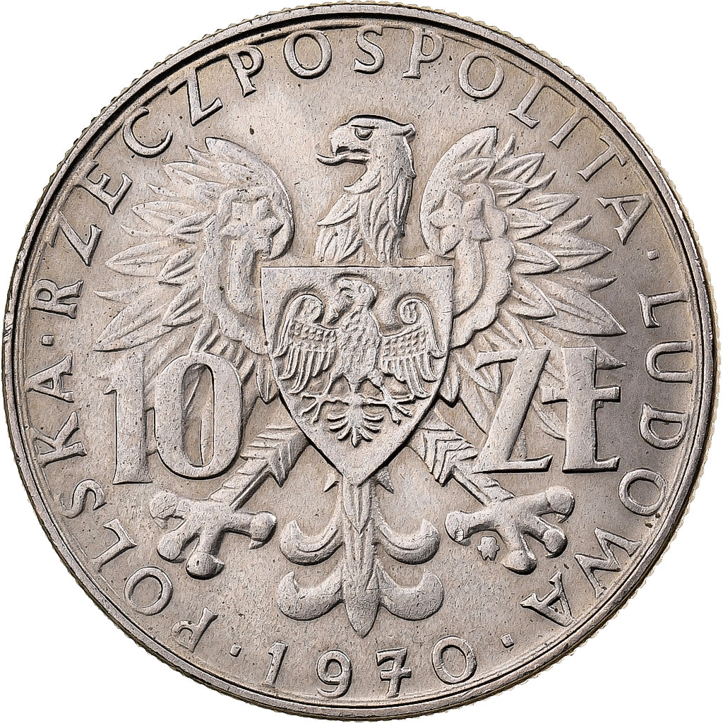 Poland, 10 Zlotych, 1970, Warsaw, Copper-nickel, EF(40-45), KM:62