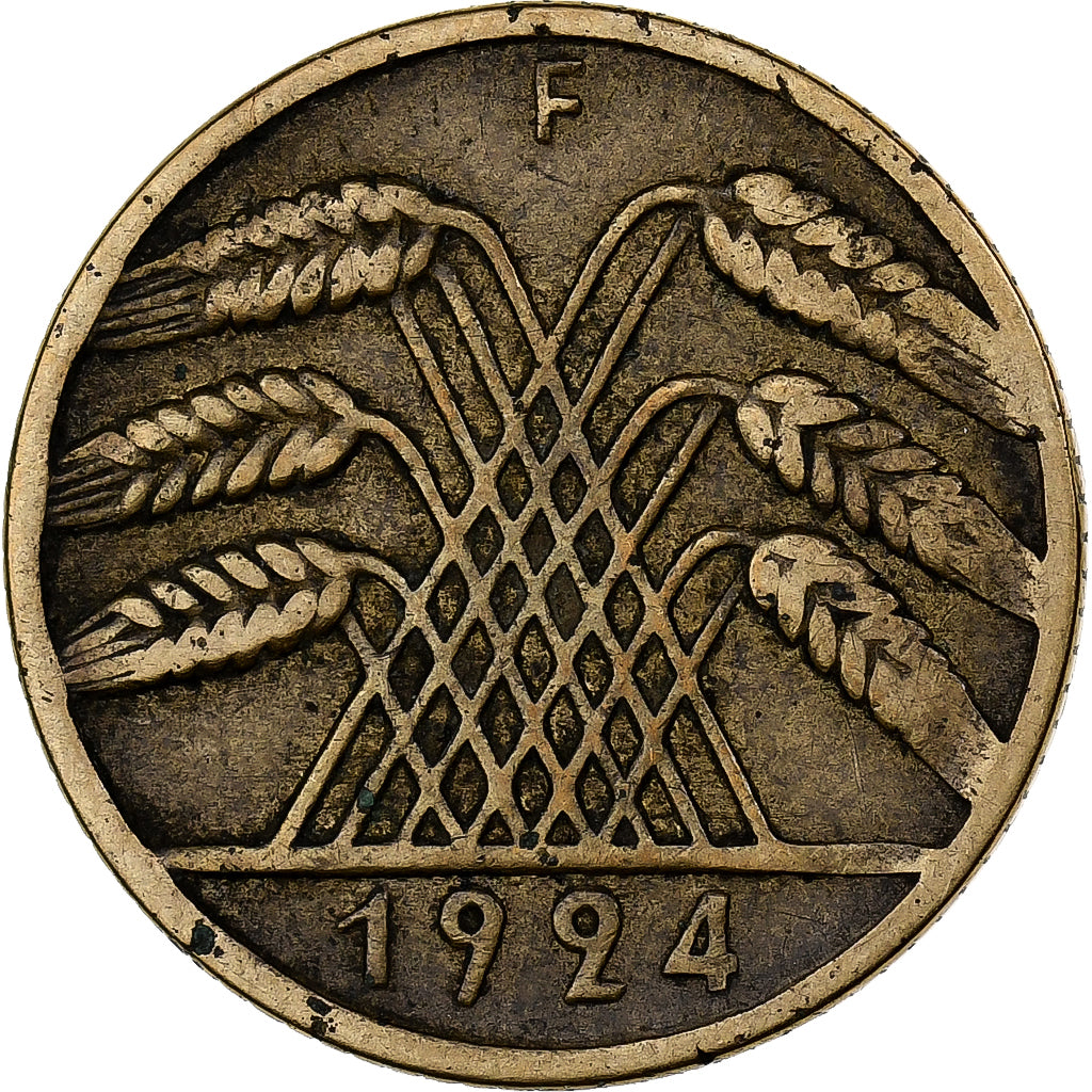 GERMANY, WEIMAR REPUBLIC, 10 Reichspfennig, 1924, Stuttgart, Aluminum-Bronze