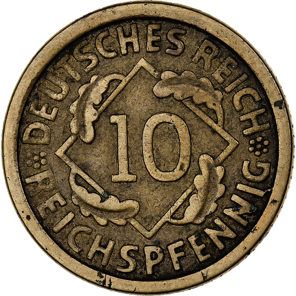 GERMANY, WEIMAR REPUBLIC, 10 Reichspfennig, 1924, Stuttgart, Aluminum-Bronze