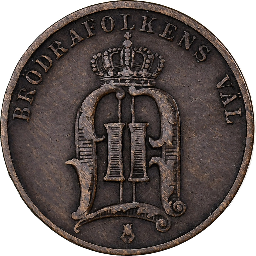 Szwecja, Oscar II, 2 Öre, 1886, Brązowy, EF(40-45), KM:746