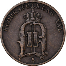 Sweden, Oscar II, 2 Öre, 1886, Bronze, EF(40-45), KM:746