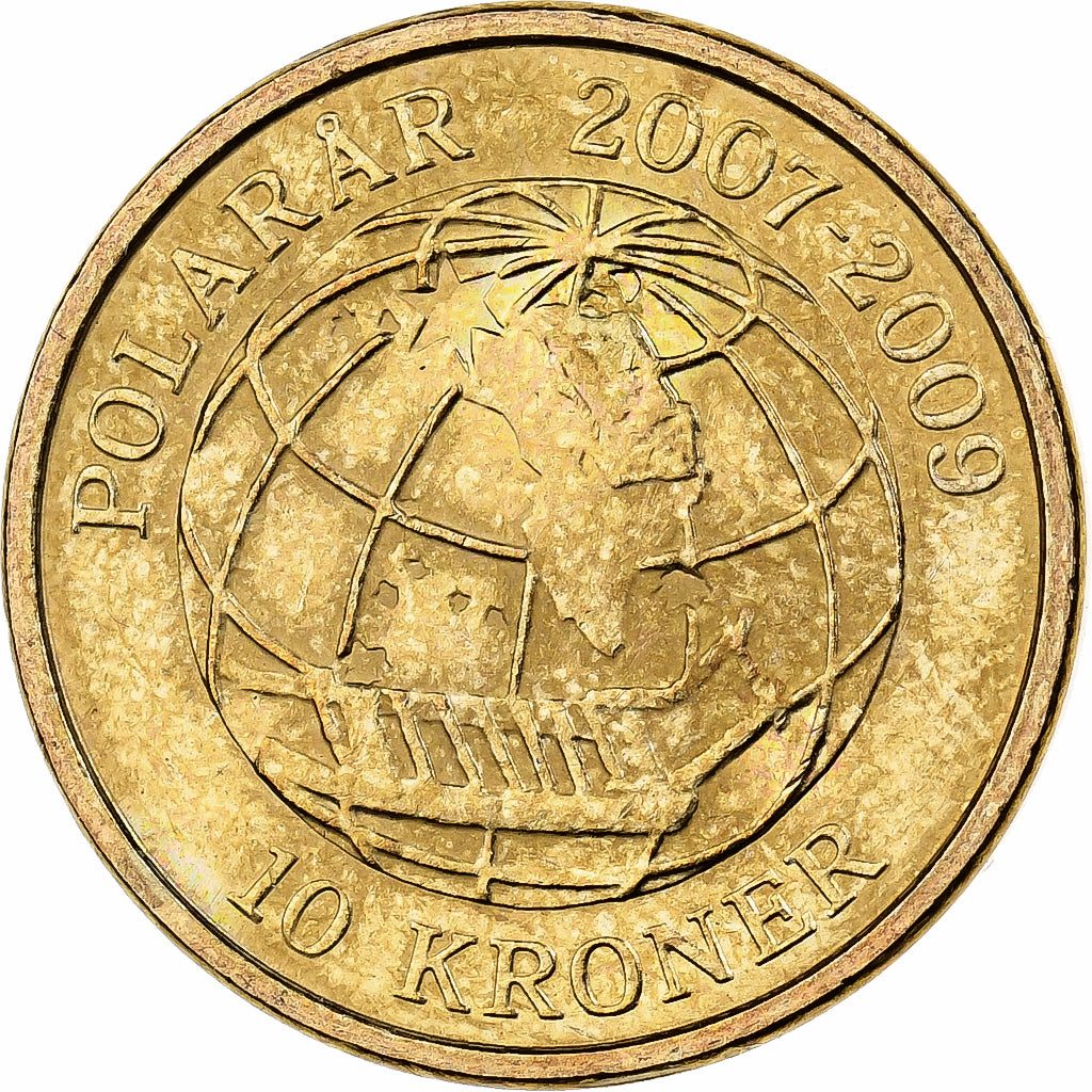 Dinamarca, Margrethe II, 10 Kroner, 2008, Copenhagen, Aluminio - bronce, SC