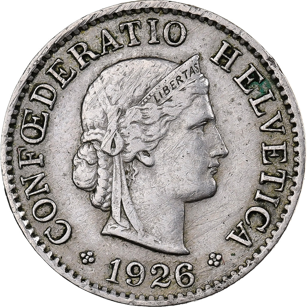 Switzerland, 5 Rappen, 1926, Bern, Copper-nickel, EF(40-45), KM:26