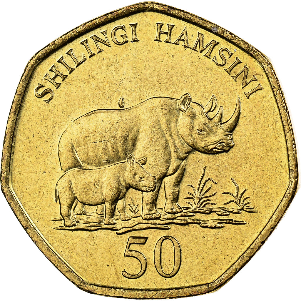 Tanzania, 50 Shilingi, 1996, Brass plated steel, MS(63), KM:33