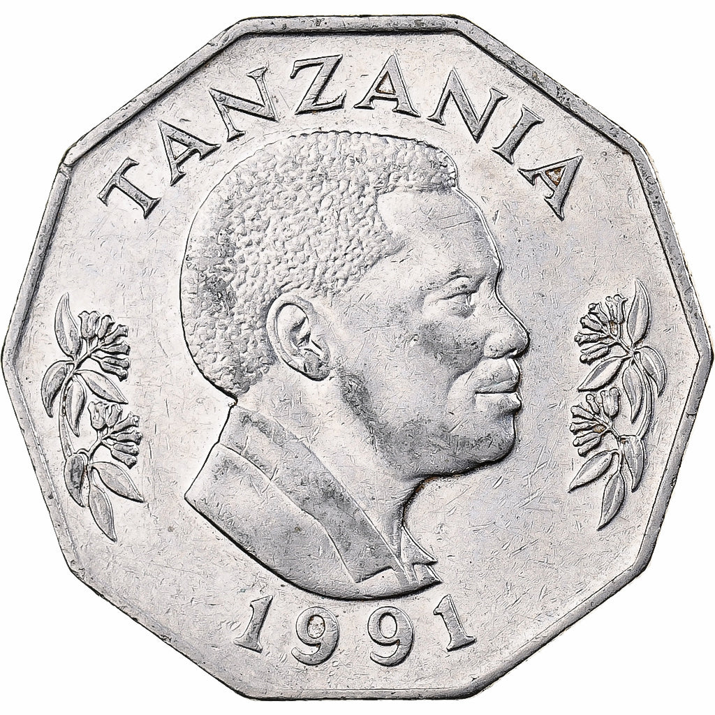 Tanzania, 5 Shilingi, 1991, Acciaio ricoperto in nichel, BB+, KM:23a.2