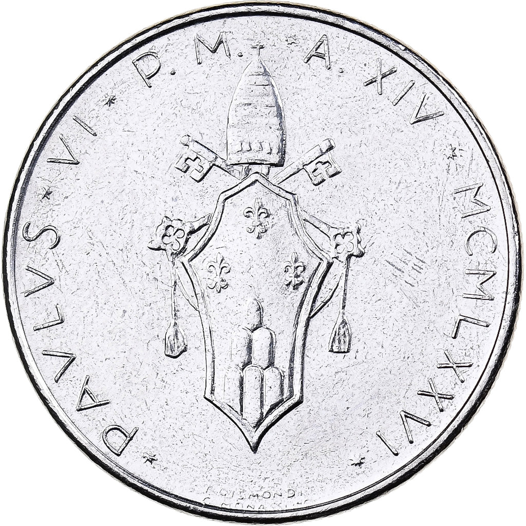 Vaticaanstad, Paul VI, 50 Lire, 1976 (Anno XIV), Rome, Stainless Steel, UNC-