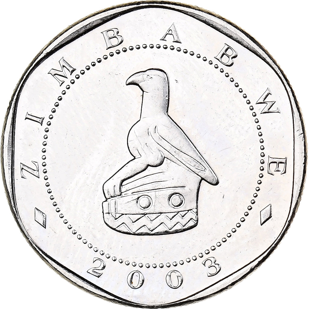 Zimbabue, 10 Dollars, 2003, Harare, Níquel chapado en acero, SC, KM:14