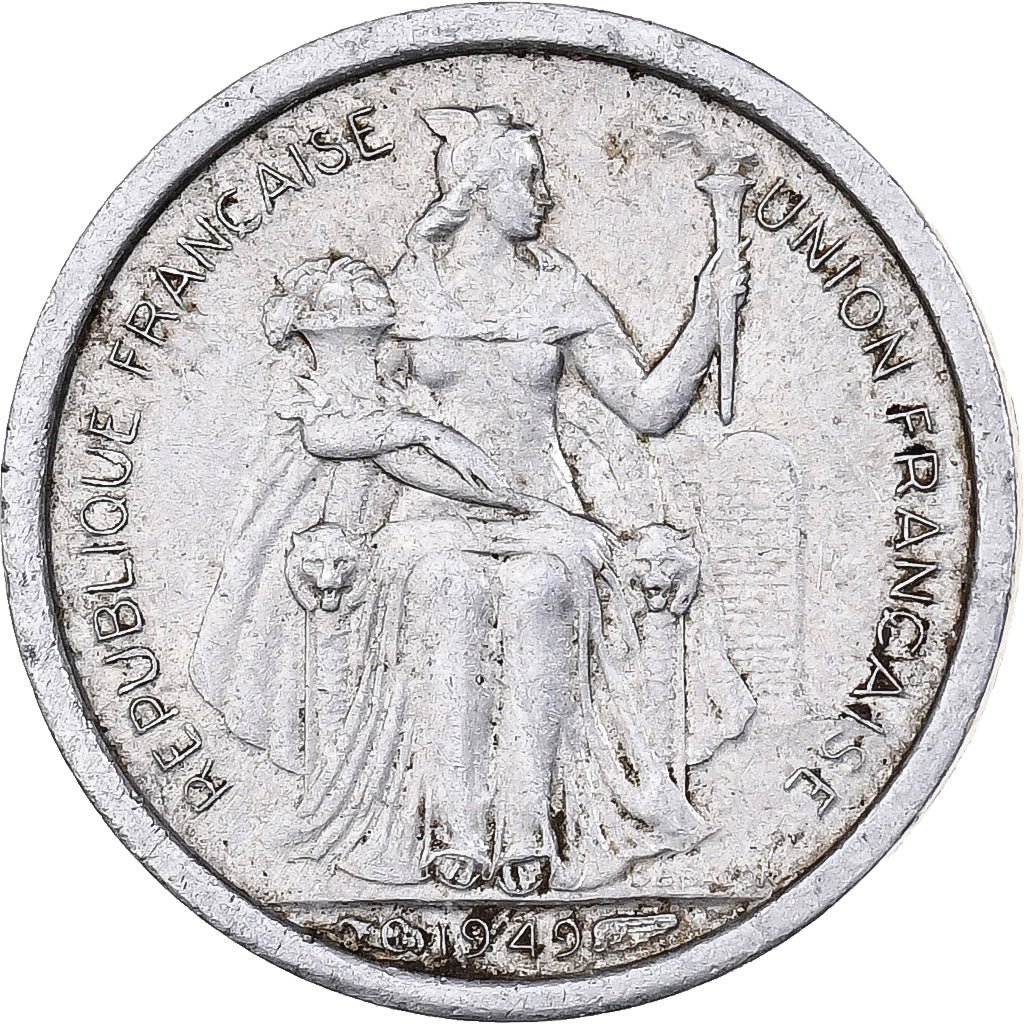 FRENCH OCEANIA, 50 Centimes, 1949, Paris, Aluminum, EF(40-45), KM:1
