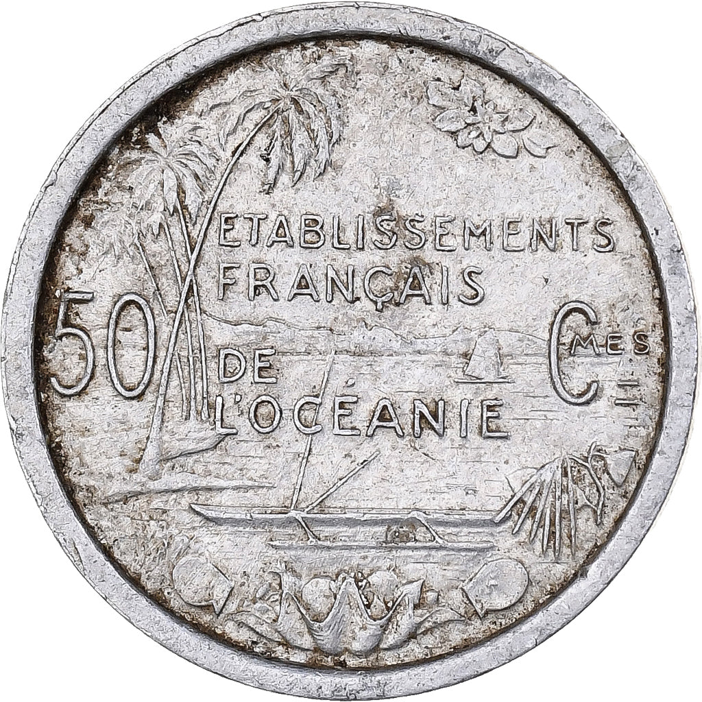 FRENCH OCEANIA, 50 Centimes, 1949, Paris, Aluminum, EF(40-45), KM:1