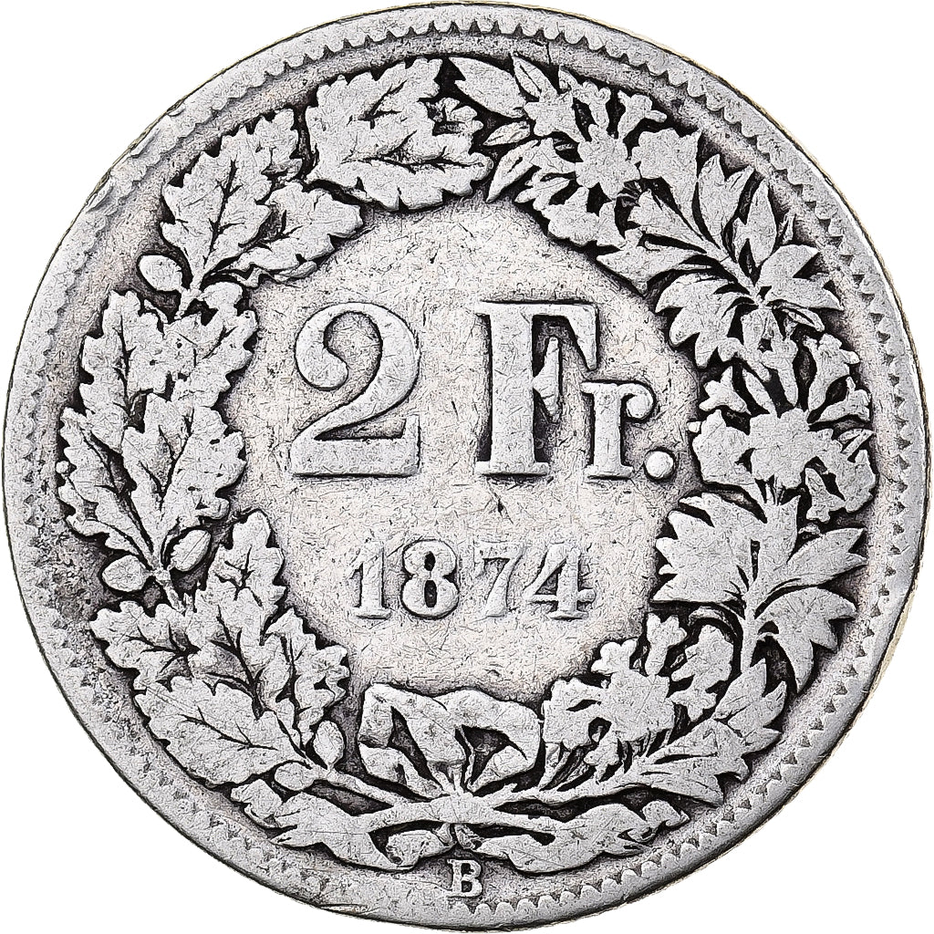 Schweiz, 2 Francs, 1874, Bern, Silber, S, KM:21