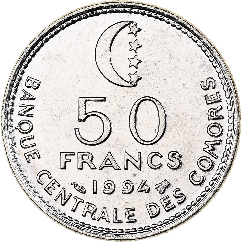 Komoren, 50 Francs, 1994, Paris, Nickel, UNZ, KM:16