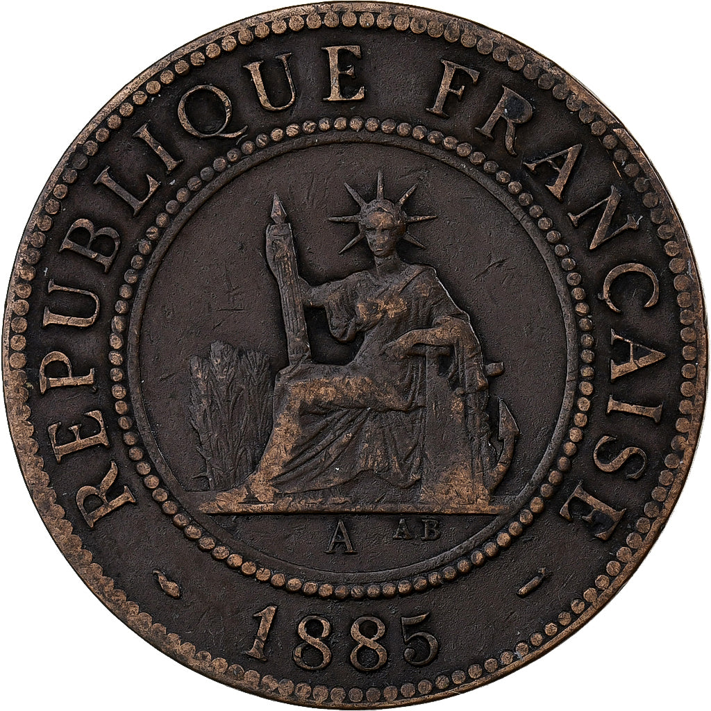 Indochine française, Cent, 1885, Paris, Bronze, TTB, KM:1