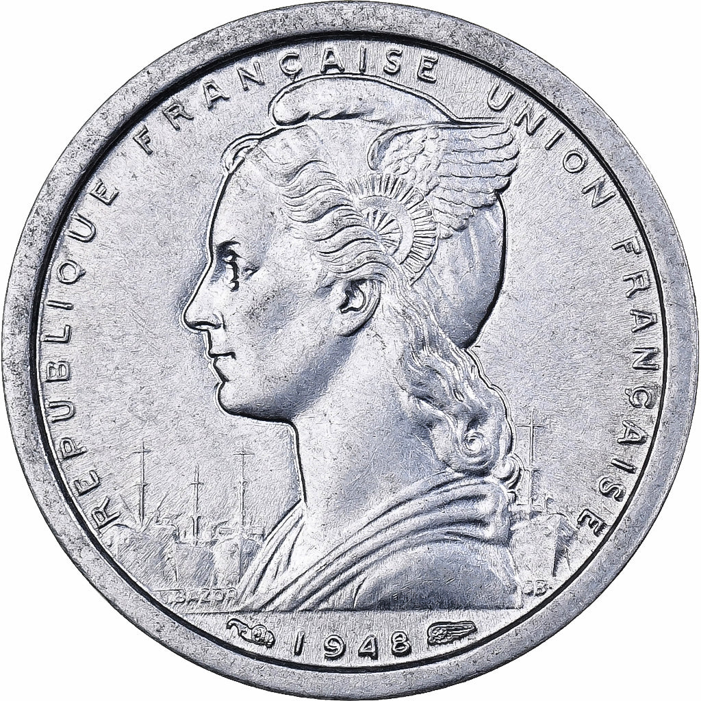 África Equatorial Francesa, Franc, 1948, Paris, Alumínio, MS(65-70), KM:6