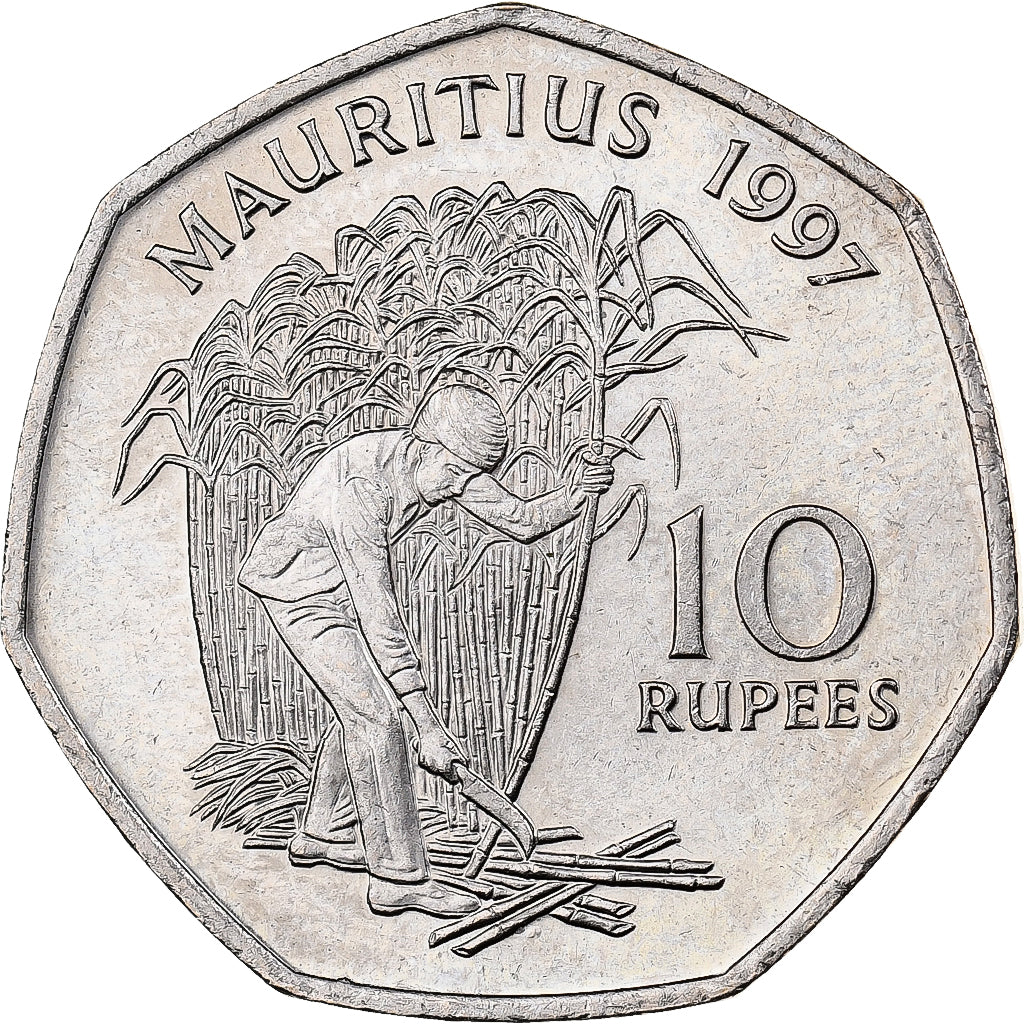 Mauritius, 10 Rupees, 1997, Miedź-Nikiel, MS(65-70), KM:61