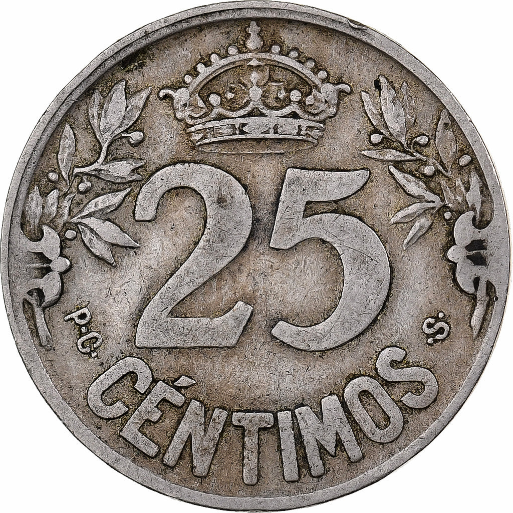 Spain, Alfonso XIII, 25 Centimos, 1925, Madrid, Copper-nickel, EF(40-45), KM:740