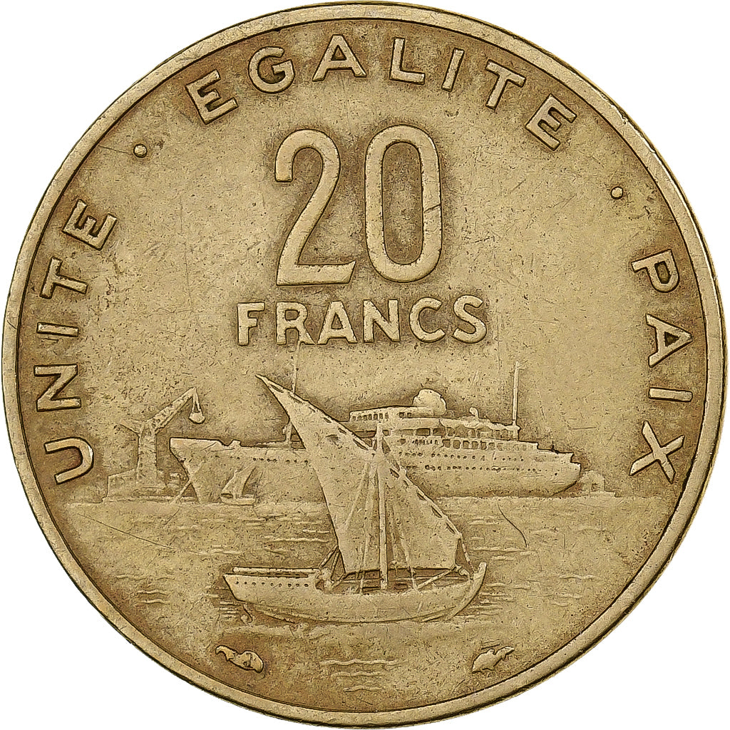 Djibouti, 20 Francs, 1977, Paris, Aluminum-Bronze, EF(40-45), KM:24
