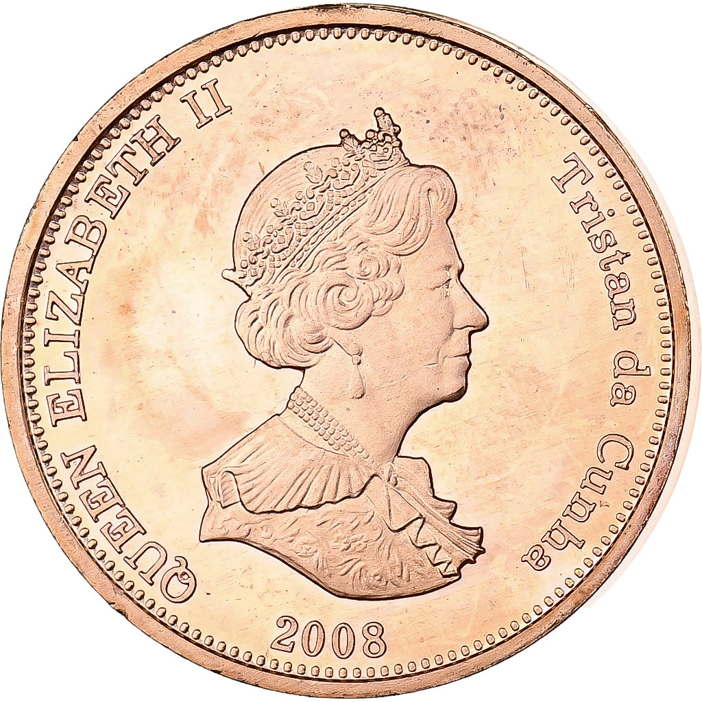 Tristan Da Cunha, Elizabeth II, Penny, 2008, Franklin Mint, Copper, MS(63)