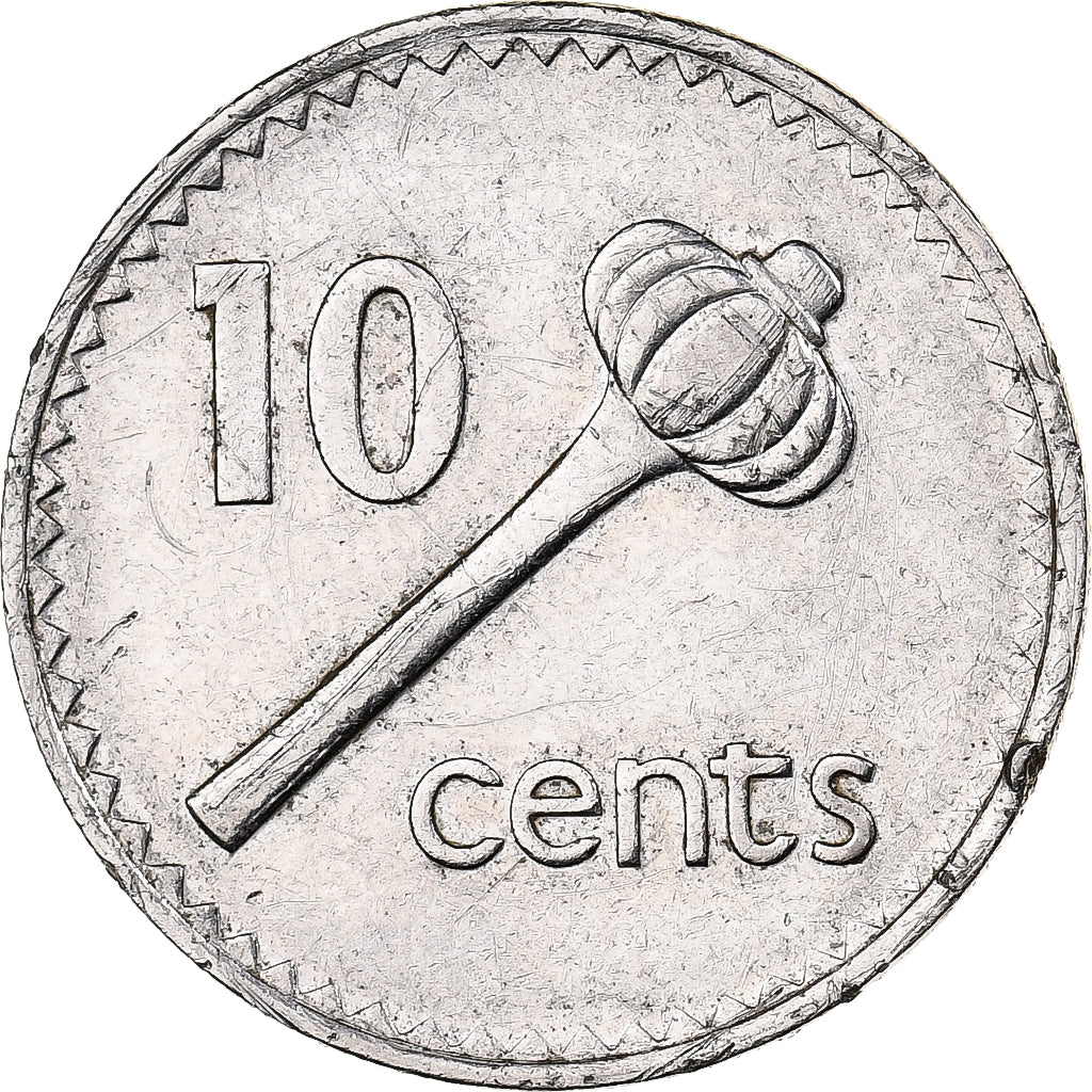 Fiji, Elizabeth II, 10 Cents, 1990, Nickel plated steel, AU(55-58), KM:52a