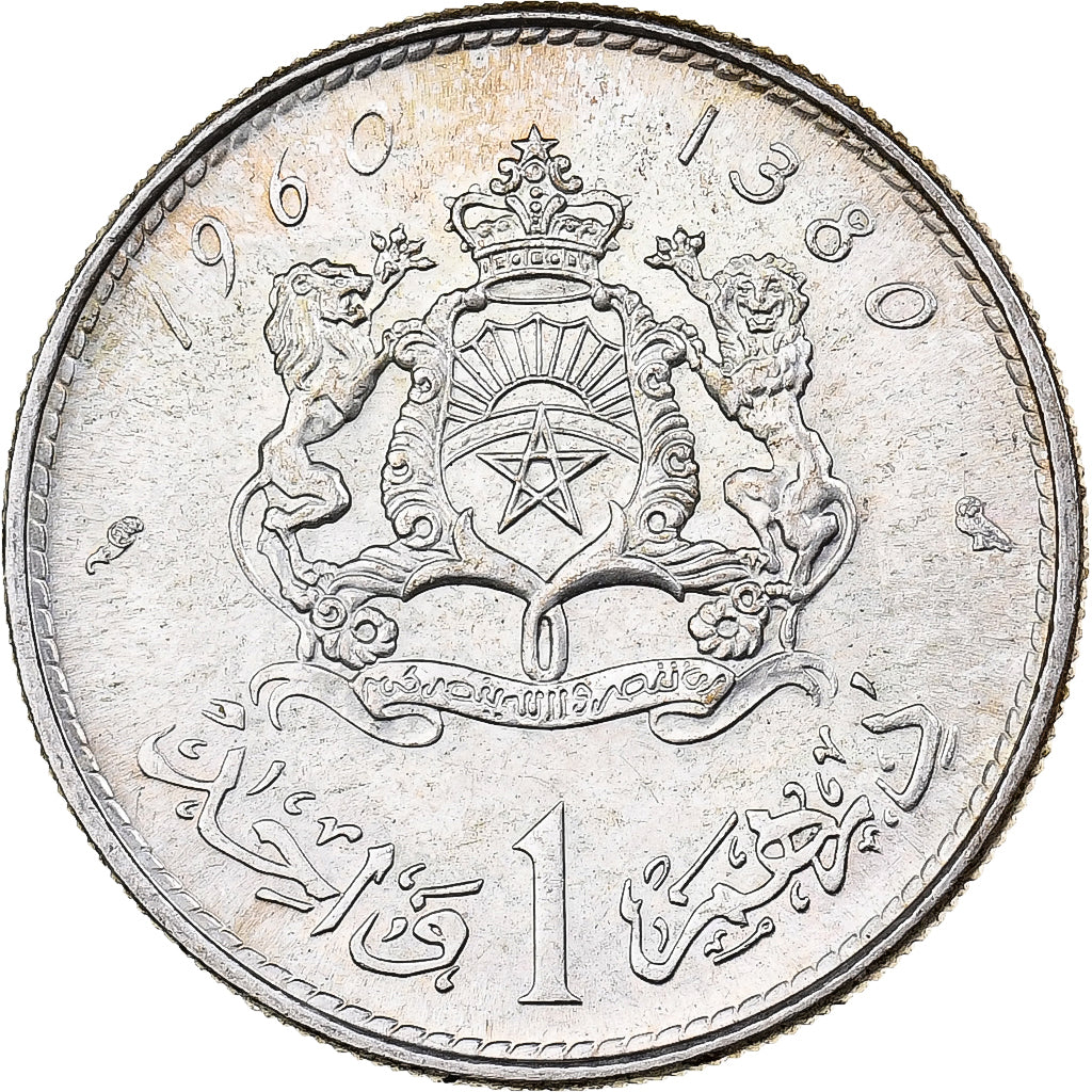 Marocco, Mohammed V, Dirham, AH 1380/1960, Paris, Argento, SPL-, KM:55