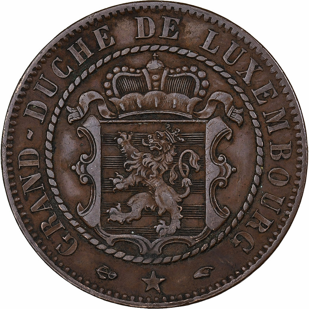 Luxembourg, William III, 10 Centimes, 1860, Paris, Bronze, EF(40-45), KM:23.2