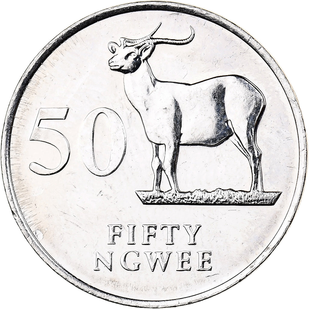 Zambia, 50 Ngwee, 1992, British Royal Mint, Nickel plated steel, MS(65-70)