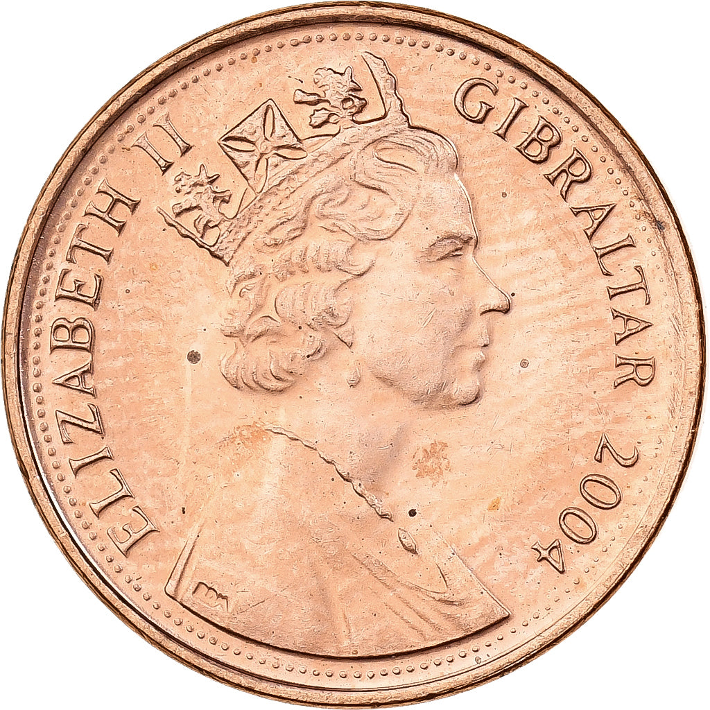 Gibraltar, Elizabeth II, Penny, 2004, Copper Plated Steel, MS(63), KM:1046