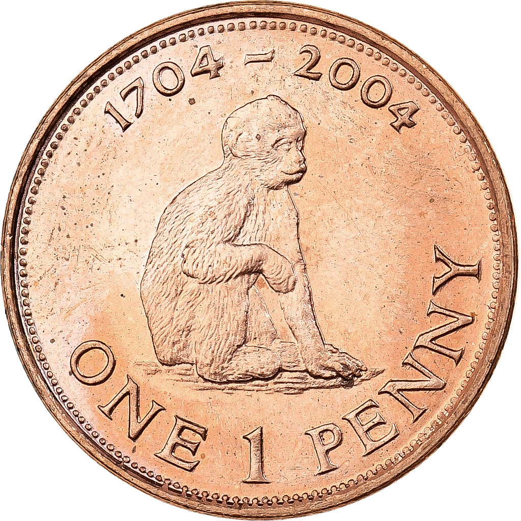 Gibraltar, Elizabeth II, Penny, 2004, Copper Plated Steel, MS(63), KM:1046