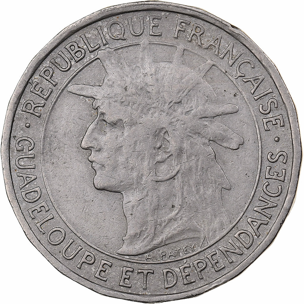 Guadeloupe, Franc, 1921, Copper-nickel, EF(40-45), KM:46