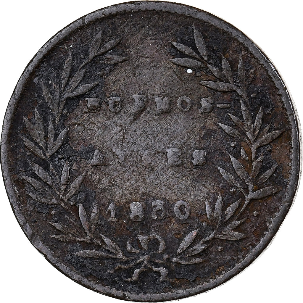 Argentina, BUENOS AIRES, 5/10 Réal, 1830, Cobre, VF(30-35), KM:3