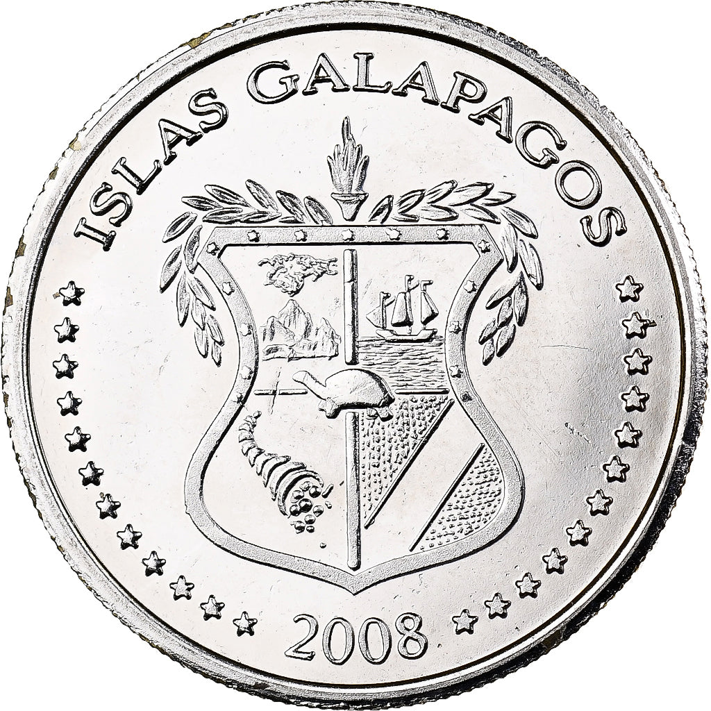 GALAPAGOS ISLANDS, 25 Centavos, 2008, Cupro-nickel, SPL, KM:4