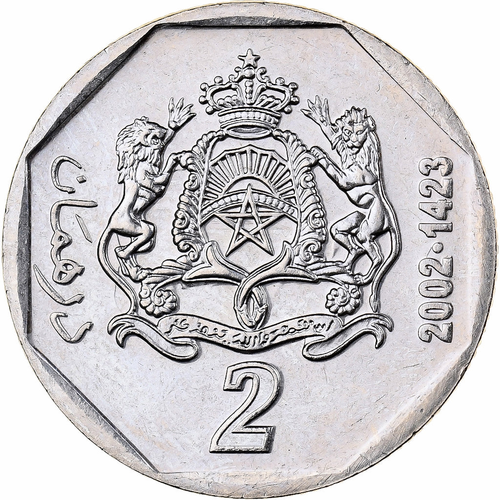 Maroc, Mohammed VI, 2 Dirhams, 2002, Cupro-nickel, FDC, KM:118