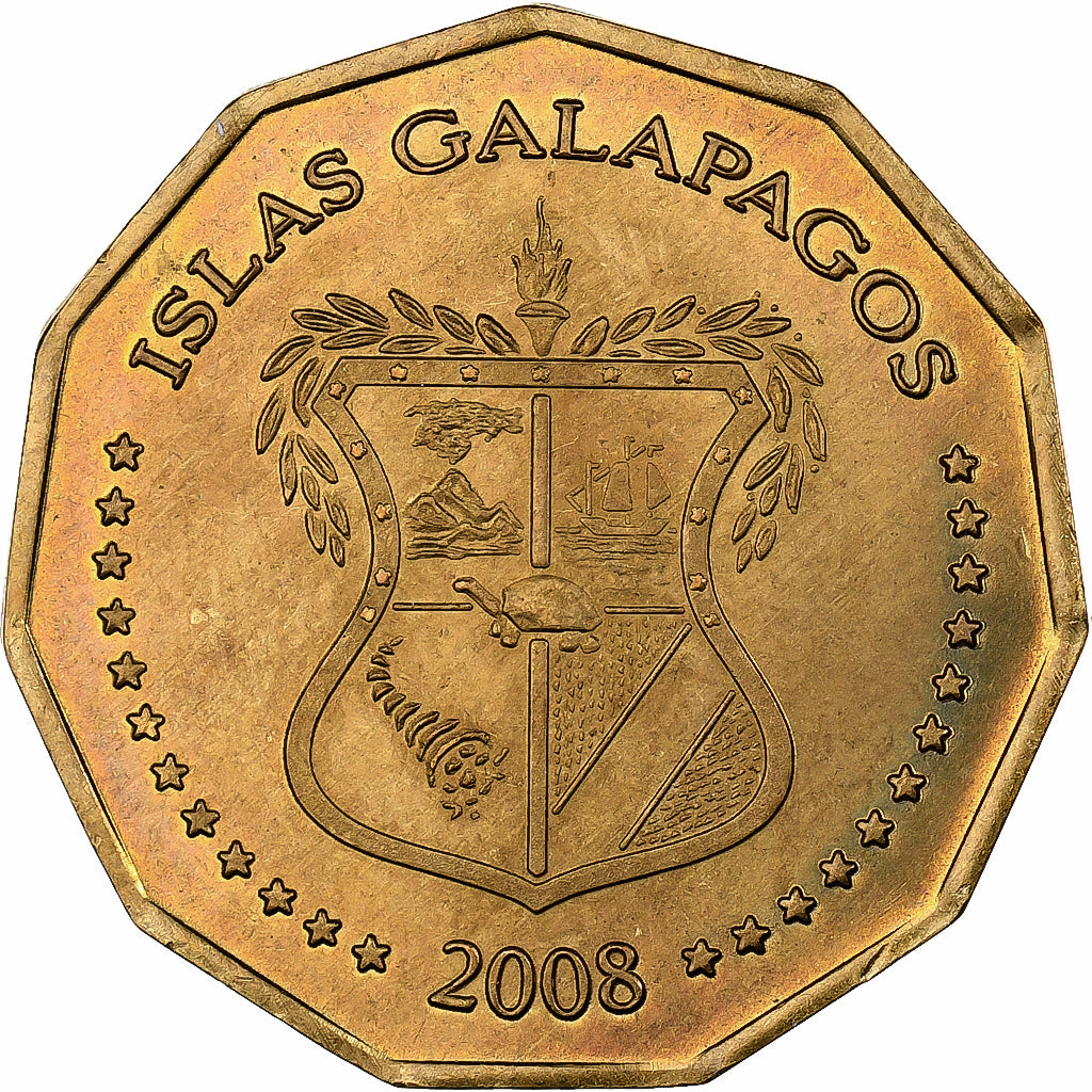 GALAPAGOS ISLANDS, Dolar, 2008, Latón, SC, KM:6