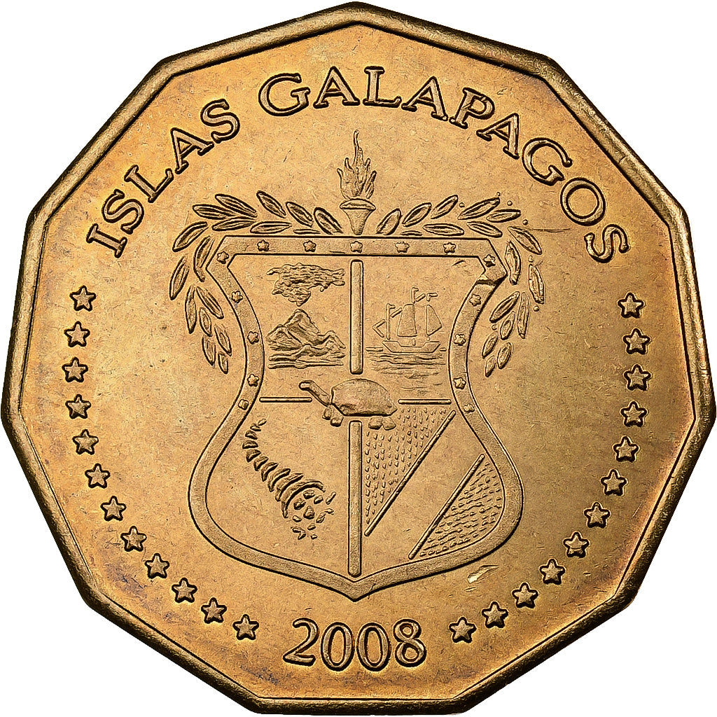 GALAPAGOS ISLANDS, Dolar, 2008, Brass, MS(63), KM:6